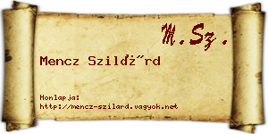 Mencz Szilárd névjegykártya